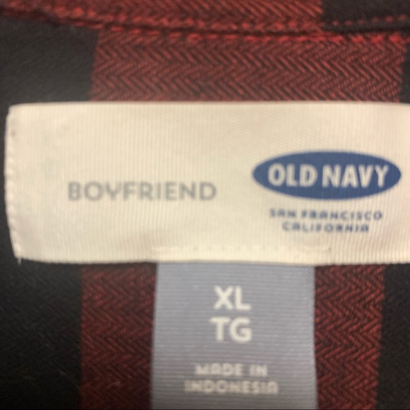Old Navy red black Buffalo print boyfriend shirt XL - Picture 3 of 8
